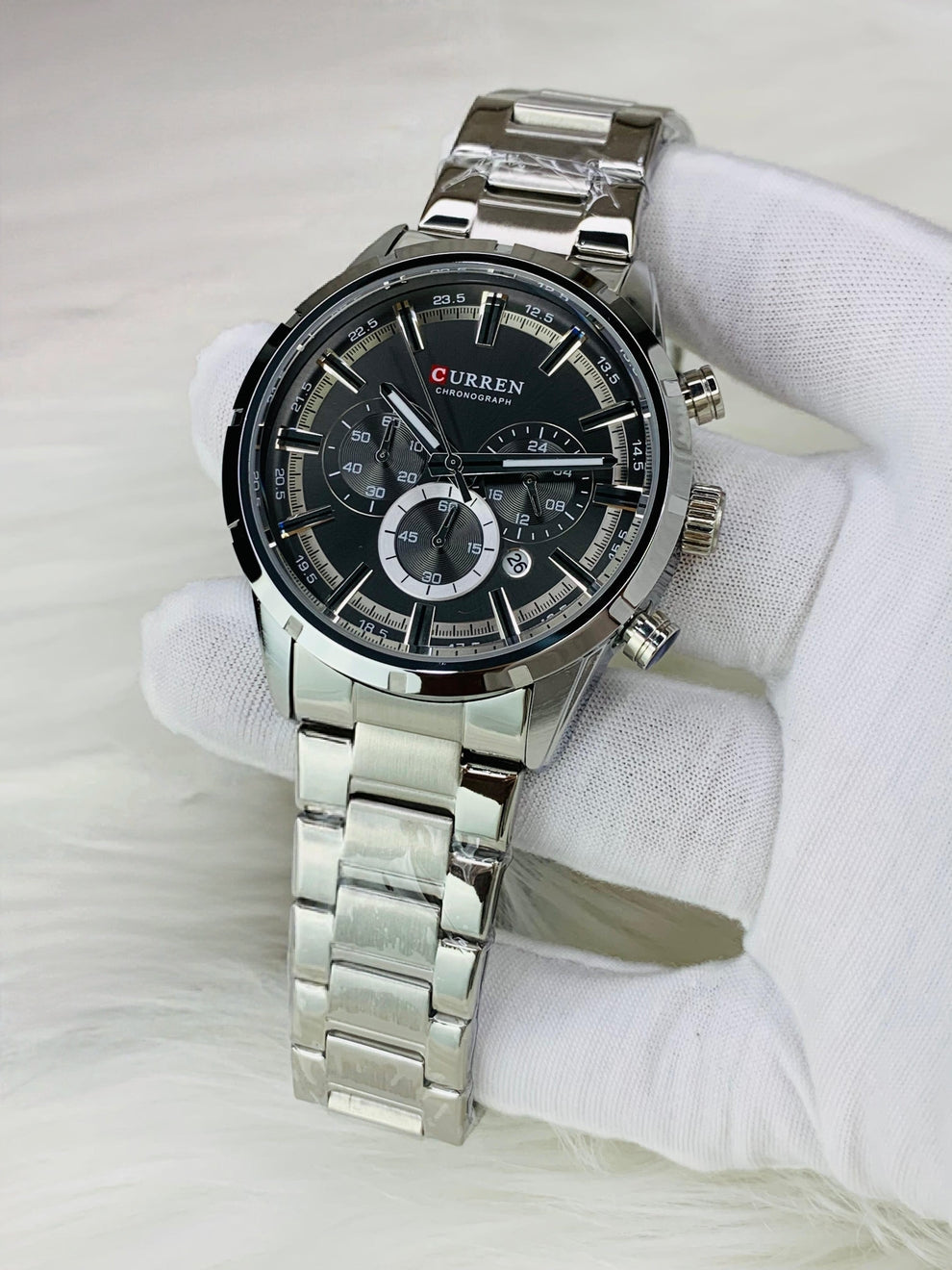 Curren 8355 -stainless steel chronogrph working