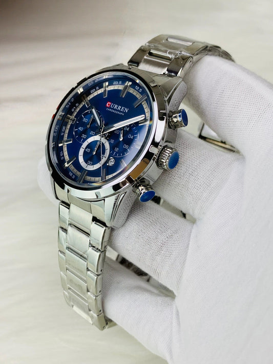 Curren 8355 -stainless steel chronogrph working
