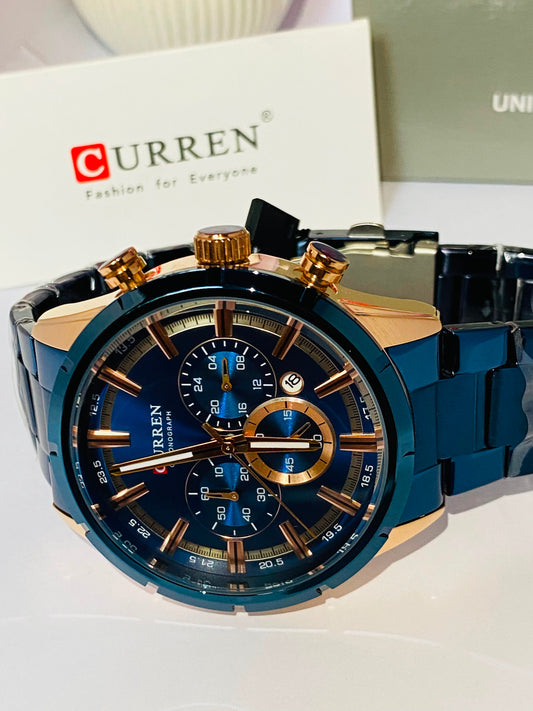 Curren 8355 -stainless steel chronogrph working