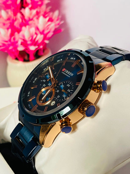 Curren 8355 -stainless steel chronogrph working