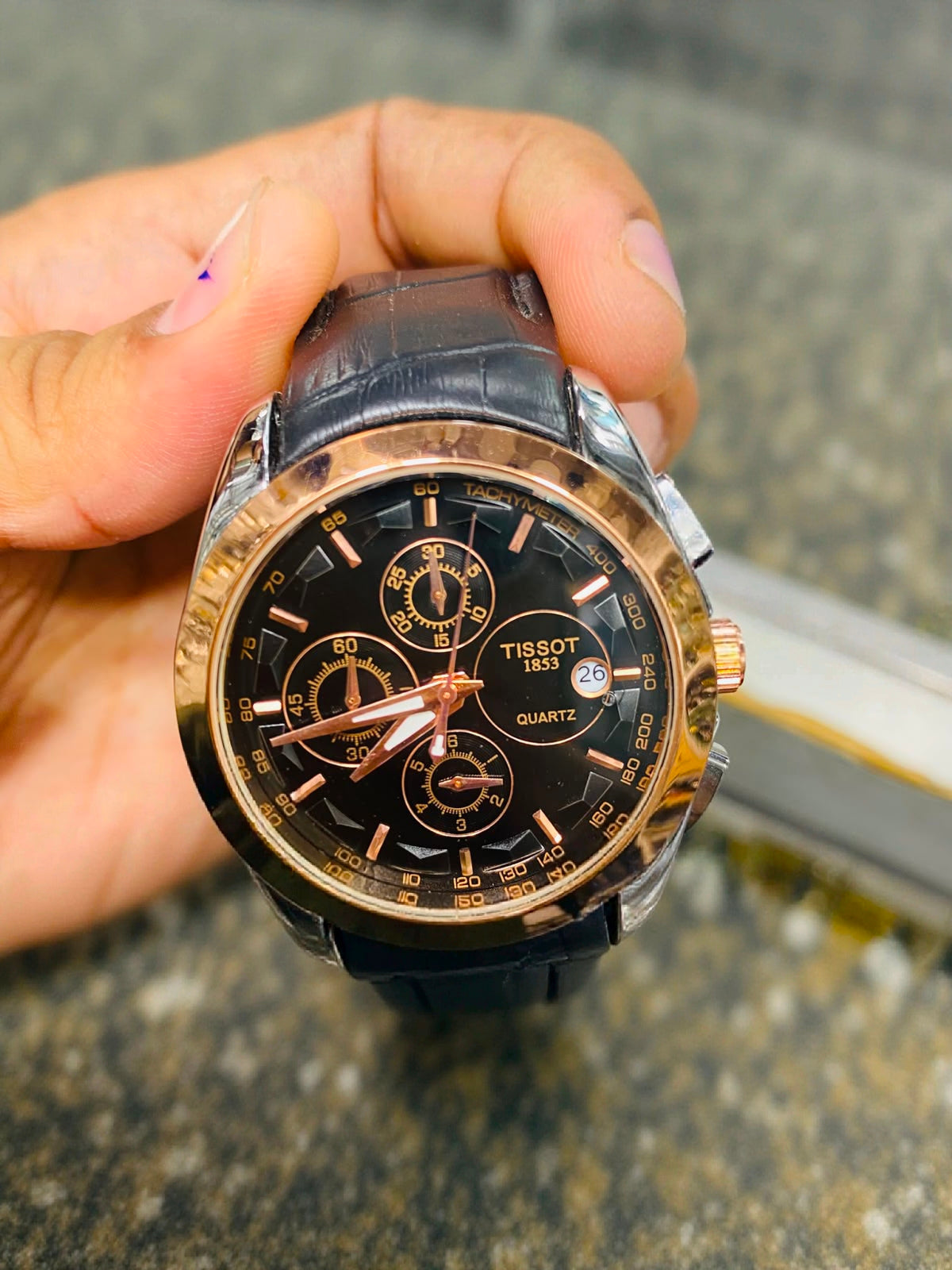 Tissot Lether strap chronograph watch