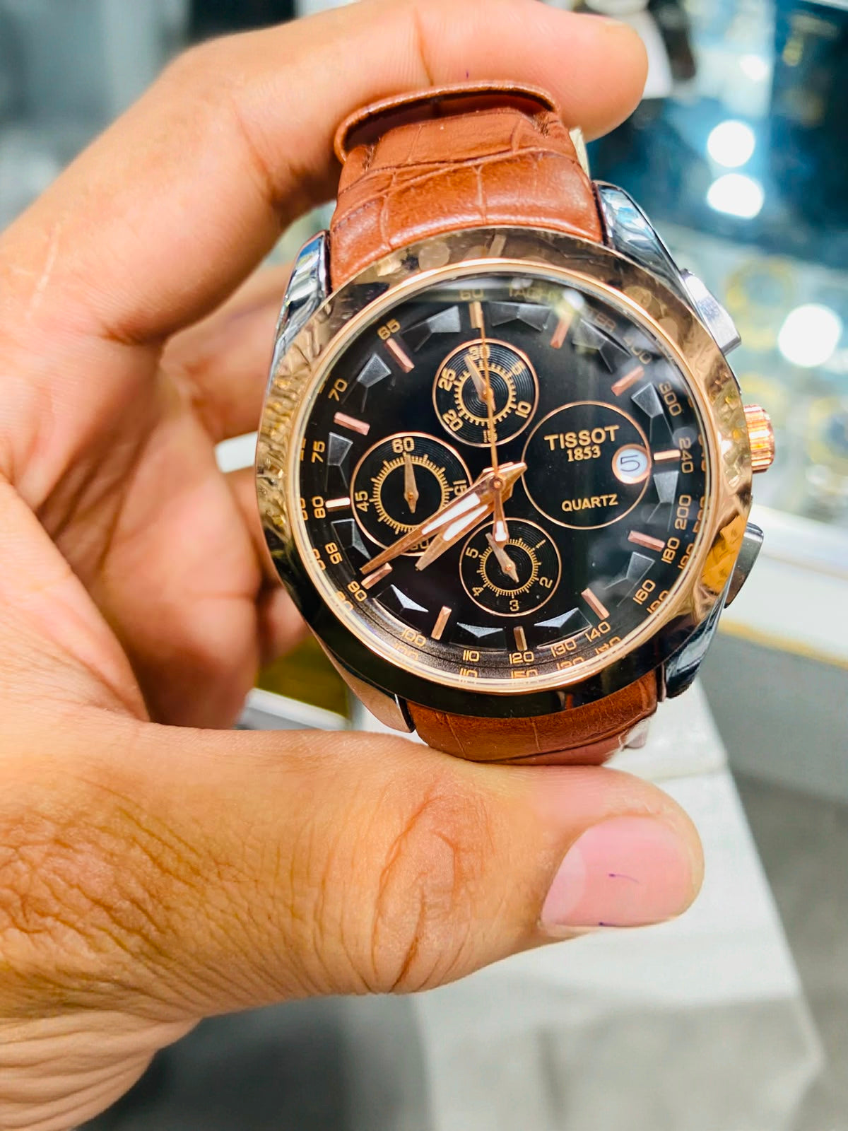 Tissot Lether strap chronograph watch